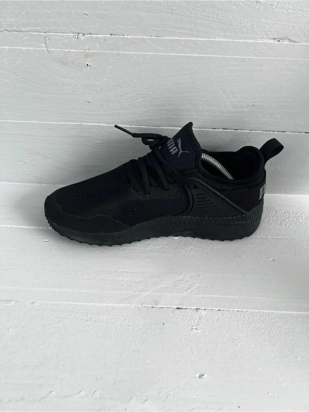PUMA Juniors Size 5C Pacer Next Cage Black Running Shoes  (366423-01)